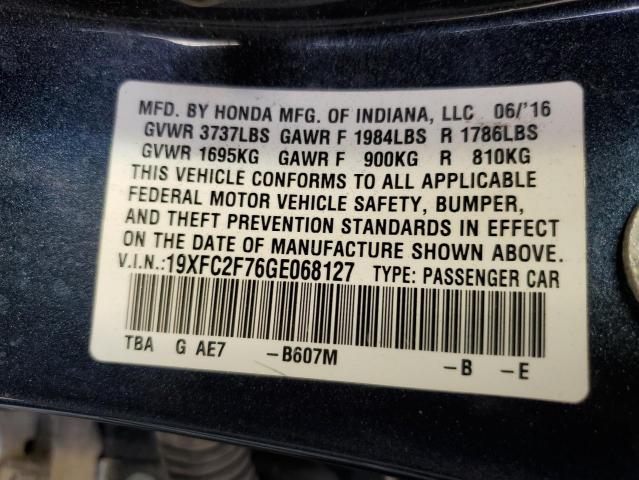 Photo 10 from auction – 2016 HONDA CIVIC EX with VIN 19XFC2F76GE068127