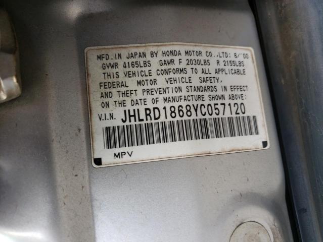 Photo 10 from auction – 2000 HONDA CR-V EX with VIN JHLRD1868YC057120