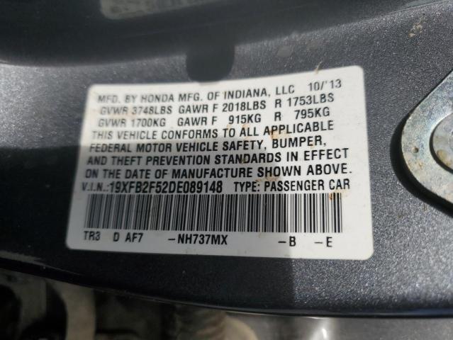Photo 10 from auction – 2013 HONDA CIVIC LX with VIN 19XFB2F52DE089148