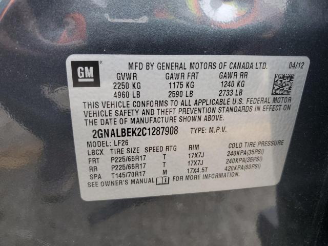 Photo 10 from auction – 2012 CHEVROLET EQUINOX LS with VIN 2GNALBEK2C1287908