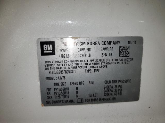 Photo 10 from auction – 2015 BUICK ENCORE with VIN KL4CJGSB5FB052801