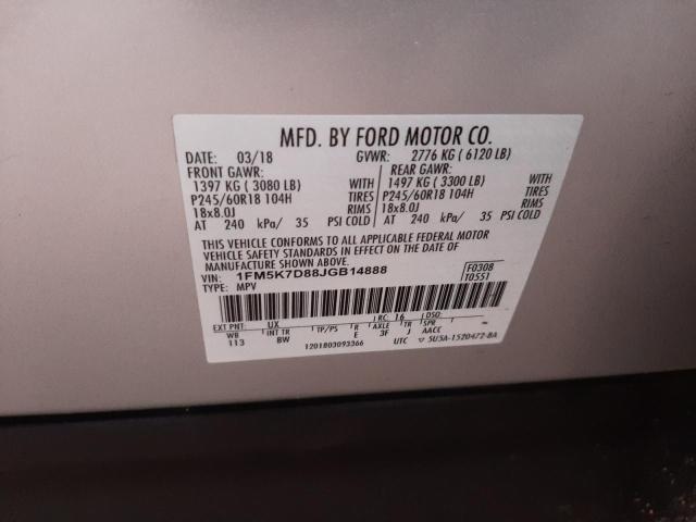Photo 10 from auction – 2018 FORD EXPLORER X with VIN 1FM5K7D88JGB14888