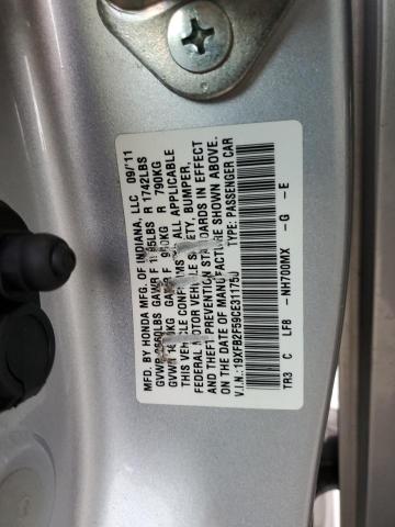 Photo 10 from auction – 2012 HONDA CIVIC LX with VIN 19XFB2F59CE311750