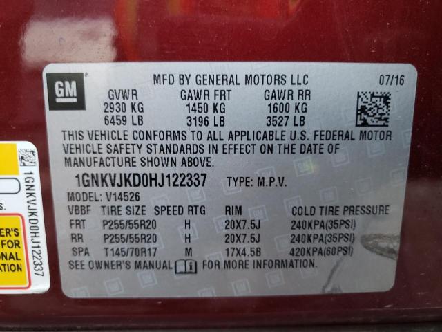 Photo 10 from auction – 2017 CHEVROLET TRAVERSE P with VIN 1GNKVJKD0HJ122337