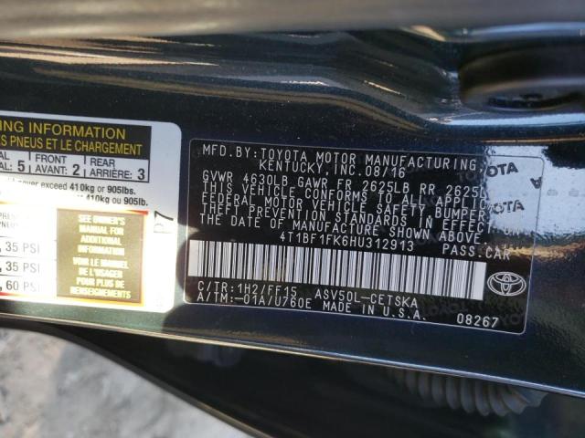 Photo 10 from auction – 2017 TOYOTA CAMRY LE with VIN 4T1BF1FK6HU312913