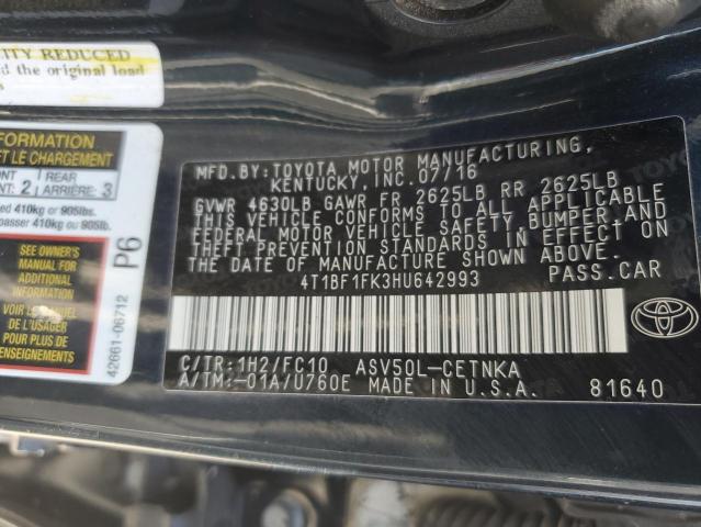 Photo 10 from auction – 2017 TOYOTA CAMRY LE with VIN 4T1BF1FK3HU642993