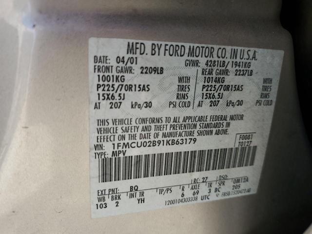 Photo 10 from auction – 2001 FORD ESCAPE XLS with VIN 1FMCU02B91KB63179