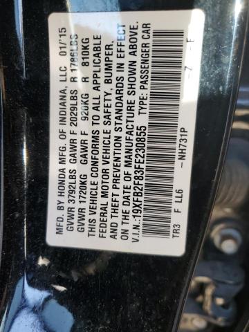 Photo 10 from auction – 2015 HONDA CIVIC EX with VIN 19XFB2F83FE230855