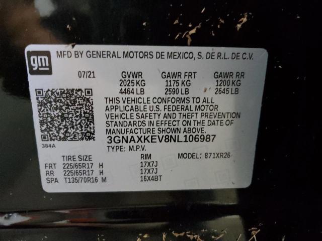 Photo 10 from auction – 2022 CHEVROLET EQUINOX LT with VIN 3GNAXKEV8NL106987