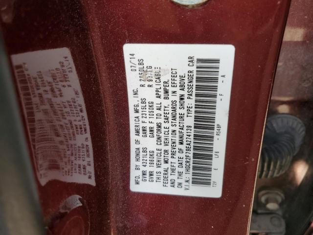 Photo 10 from auction – 2014 HONDA ACCORD EX with VIN 1HGCR2F79EA274139