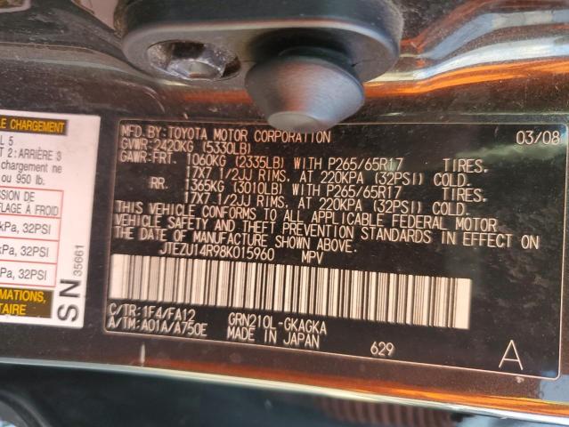 Photo 10 from auction – 2008 TOYOTA 4RUNNER SR with VIN JTEZU14R98K015960