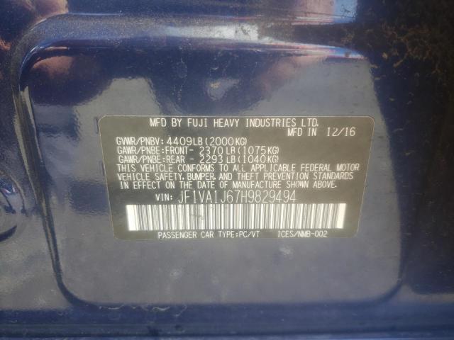 Photo 10 from auction – 2017 SUBARU WRX LIMITE with VIN JF1VA1J67H9829494