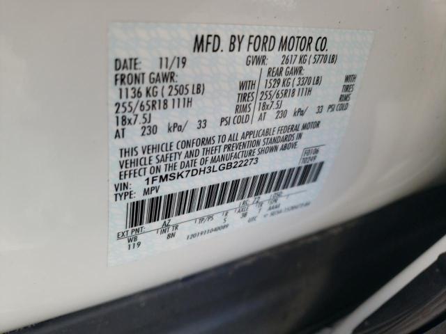 Photo 10 from auction – 2020 FORD EXPLORER X with VIN 1FMSK7DH3LGB22273