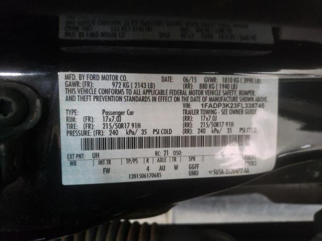 Photo 10 from auction – 2015 FORD FOCUS SE with VIN 1FADP3K23FL338745