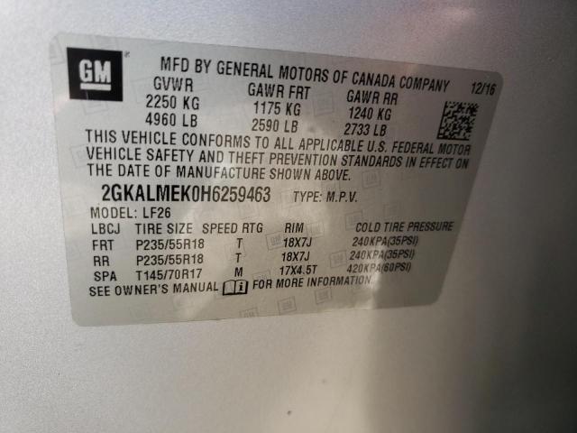 Photo 10 from auction – 2017 GMC TERRAIN SL with VIN 2GKALMEK0H6259463