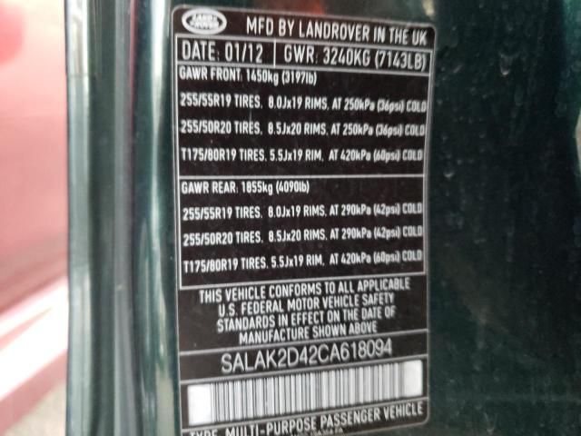 Photo 10 from auction – 2012 LAND ROVER LR4 HSE LU with VIN SALAK2D42CA618094