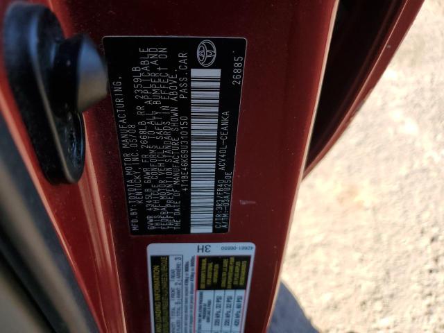 Photo 10 from auction – 2009 TOYOTA CAMRY BASE with VIN 4T1BE46K69U310150