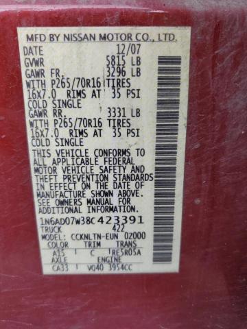 Photo 10 from auction – 2008 NISSAN FRONTIER C with VIN 1N6AD07W38C423391