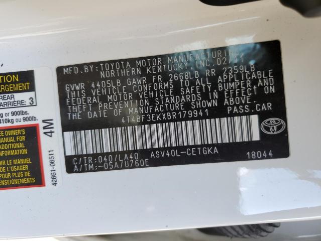 Photo 10 from auction – 2011 TOYOTA CAMRY BASE with VIN 4T4BF3EKXBR179941