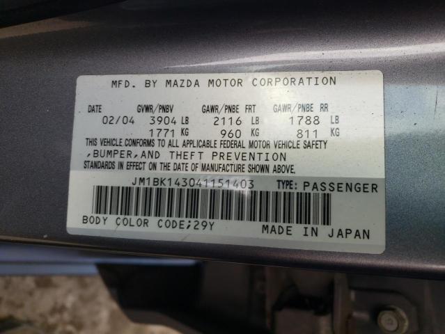 Photo 10 from auction – 2004 MAZDA 3 HATCHBAC with VIN JM1BK143041151403