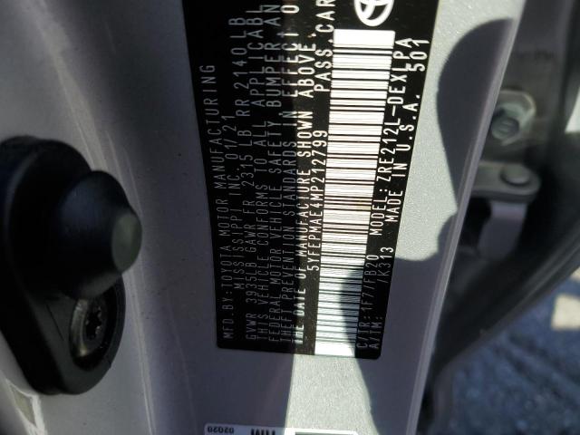 Photo 10 from auction – 2021 TOYOTA COROLLA LE with VIN 5YFEPMAE4MP212799
