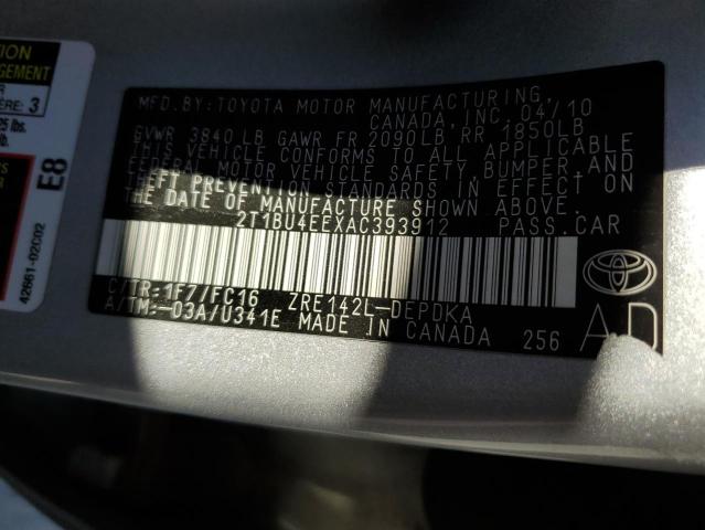 Photo 10 from auction – 2010 TOYOTA COROLLA BA with VIN 2T1BU4EEXAC393912
