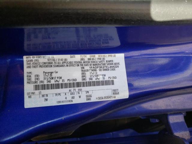 Photo 10 from auction – 2014 FORD FOCUS SE with VIN 1FADP3K27EL444226