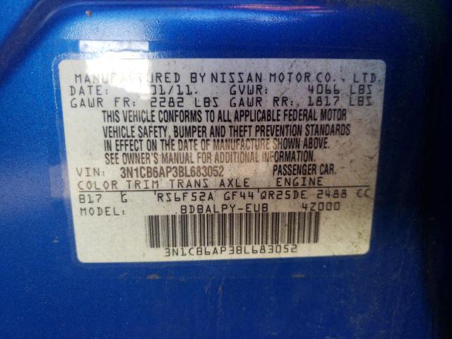 Photo 10 from auction – 2011 NISSAN SENTRA SE- with VIN 3N1CB6AP3BL683052
