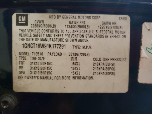 Photo 10 from auction – 2001 CHEVROLET BLAZER with VIN 1GNCT18W91K177291