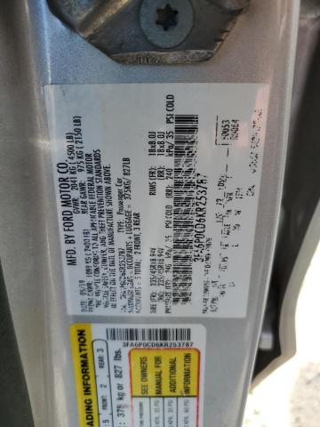 Photo 10 from auction – 2019 FORD FUSION SEL with VIN 3FA6P0CD6KR253787