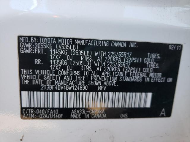 Photo 10 from auction – 2011 TOYOTA RAV4 with VIN 2T3BF4DV4BW124890