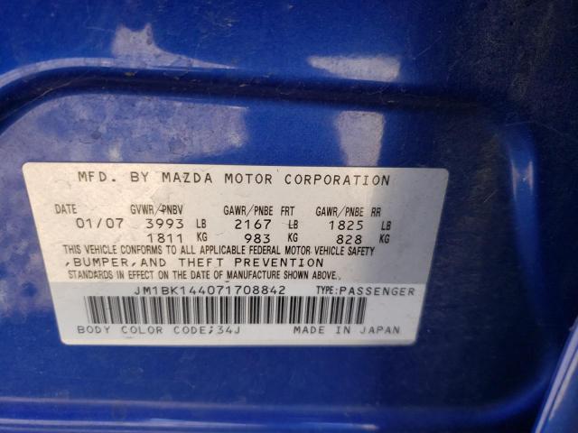 Photo 10 from auction – 2007 MAZDA 3 HATCHBAC with VIN JM1BK144071708842