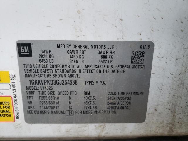 Photo 10 from auction – 2016 GMC ACADIA SLE with VIN 1GKKVPKD3GJ254538