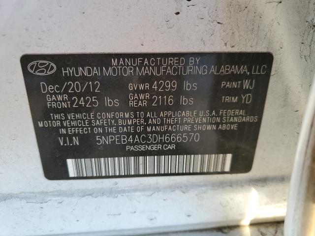 Photo 10 from auction – 2013 HYUNDAI SONATA GLS with VIN 5NPEB4AC3DH666570