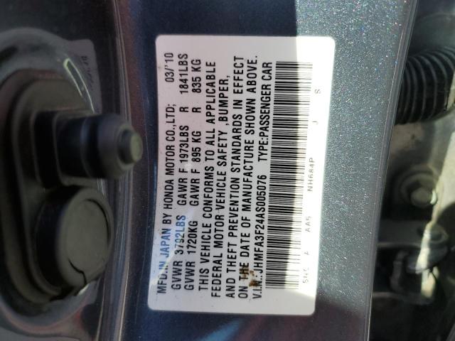 Photo 10 from auction – 2010 HONDA CIVIC HYBR with VIN JHMFA3F24AS005076