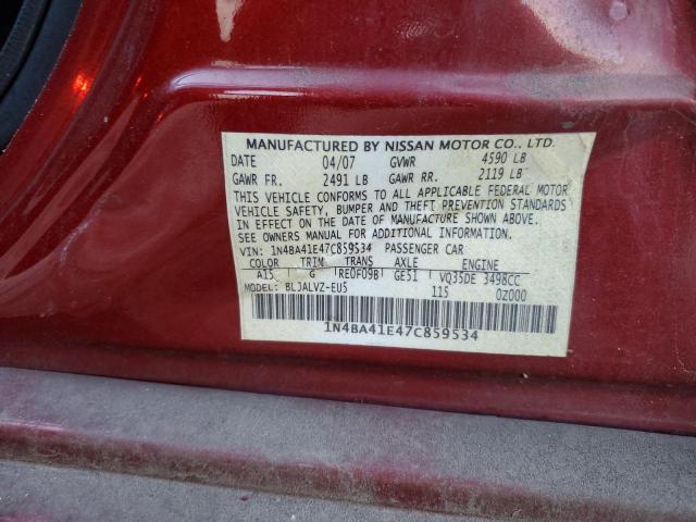 Photo 10 from auction – 2007 NISSAN MAXIMA SE with VIN 1N4BA41E47C859534