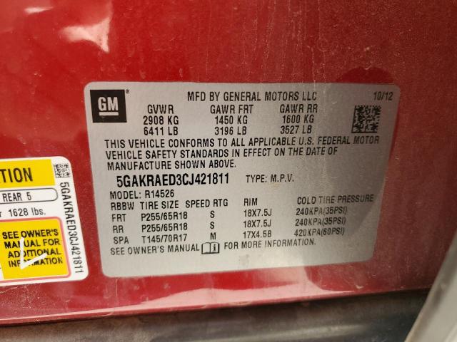 Photo 10 from auction – 2012 BUICK ENCLAVE with VIN 5GAKRAED3CJ421811