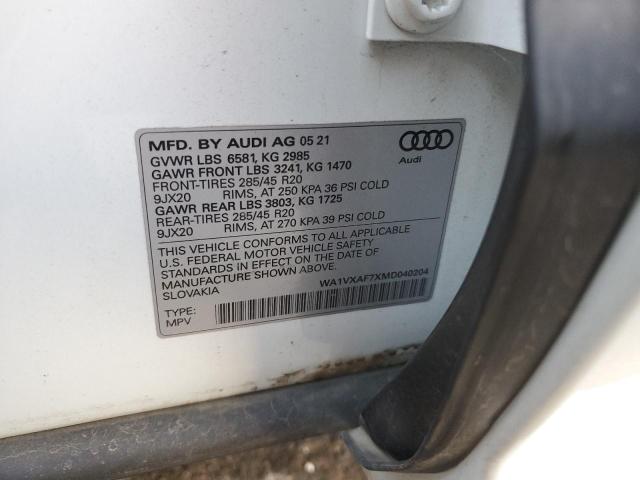 Photo 10 from auction – 2021 AUDI Q7 PRESTIG with VIN WA1VXAF7XMD040204