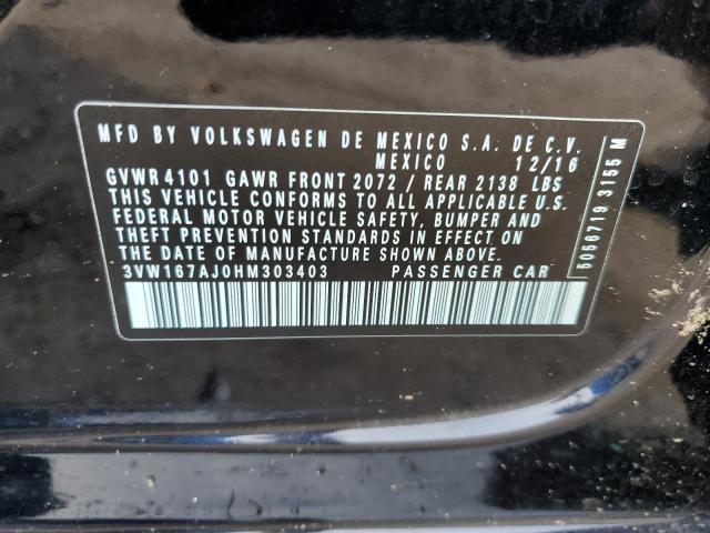 Photo 10 from auction – 2017 VOLKSWAGEN JETTA S with VIN 3VW167AJ0HM303403
