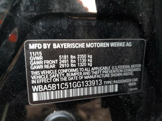 Photo 10 from auction – 2016 BMW 535 I with VIN WBA5B1C51GG133913