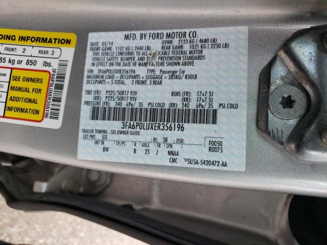 Photo 10 from auction – 2014 FORD FUSION SE with VIN 3FA6P0LUXER356196