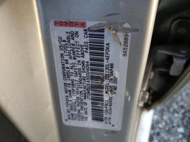 Photo 10 from auction – 2003 TOYOTA COROLLA CE with VIN JTDBR32E430004064