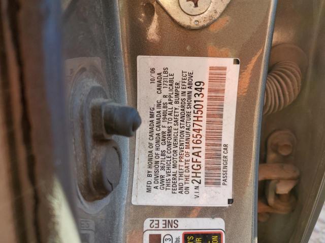 Photo 10 from auction – 2007 HONDA CIVIC LX with VIN 2HGFA16547H501349