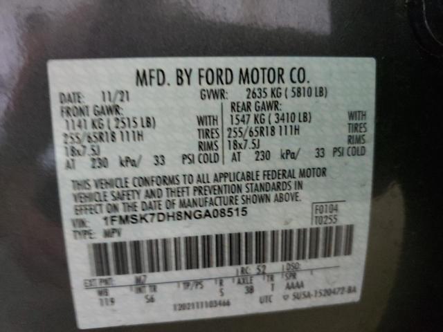 Photo 10 from auction – 2022 FORD EXPLORER X with VIN 1FMSK7DH8NGA08515