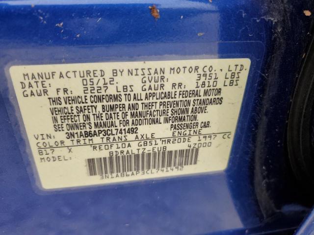 Photo 10 from auction – 2012 NISSAN SENTRA 2.0 with VIN 3N1AB6AP3CL741492