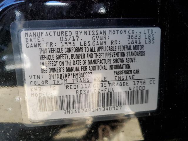 Photo 10 from auction – 2017 NISSAN SENTRA S with VIN 3N1AB7AP1HY340927