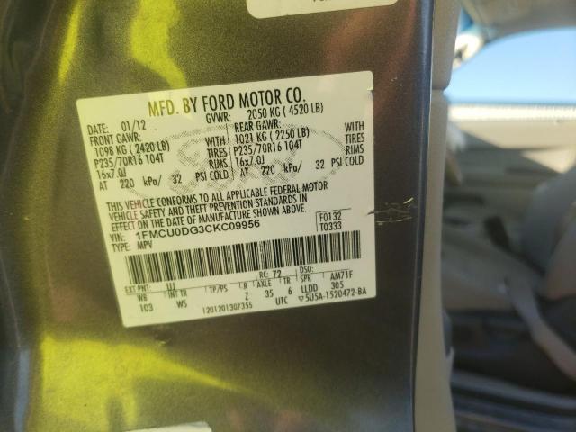 Photo 10 from auction – 2012 FORD ESCAPE XLT with VIN 1FMCU0DG3CKC09956