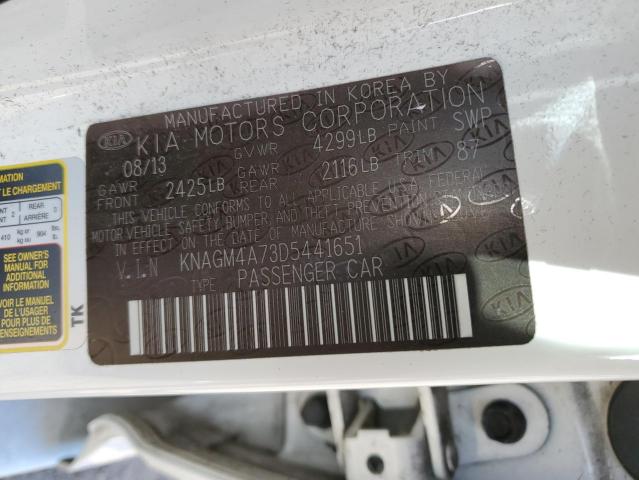 Photo 10 from auction – 2013 KIA OPTIMA LX with VIN KNAGM4A73D5441651