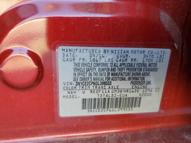 Photo 10 from auction – 2016 NISSAN VERSA NOTE with VIN 3N1CE2CP6GL399533