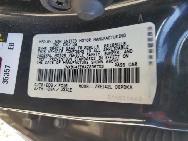 Photo 10 from auction – 2010 TOYOTA COROLLA BA with VIN 1NXBU4EE8AZ236703